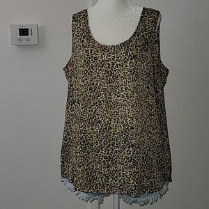 Liz Claiborne Woman Colorful Leopard Print Sleeveless Top Size 1X EUC